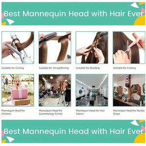 <span class=keywords><strong>Tête</strong></span> de Mannequin 100% <span class=keywords><strong>Cheveux</strong></span> Naturels pour Coiffeur, Cosmétologie, Entraînement et Coiffure - Product Image 4