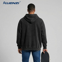 Sweat-shirt à capuche Kuenzi pour homme, style américain, épaules tombantes, effet vieilli, délavé et décoloré, 360 GSM, en batik, poids lourd