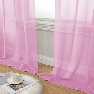 OWENIE 2PCS Hot Selling Cheap Price Ready Made White Voile Sheer Curtains Sheer Fabric Voile Window Panel Curtain