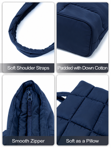 Sac à bandoulière matelassé pour femme, grand sac à main matelassé avec poches latérales, sac fourre-tout matelassé léger avec passant pour bagage - Product Image 5