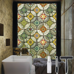 Static Cling Decorative Window Film Non Adhesive Privacy Film Stained Glass Bathroom <b>Shower</b> Door Heat <b>Control</b> Anti UV PVC - Product Image 2