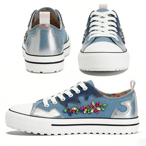 Chaussures décontractées en <span class=keywords><strong>toile</strong></span> pour femmes, style basketball, à lacets, avec logo personnalisé, prix d'usine - Product Image 2