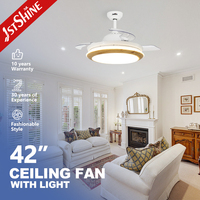 Ventilateur de plafond LED 1stshine, moteur CC, 42 pouces, moderne, invisible, pour chambre à coucher, avec lumière