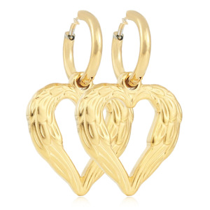 Pendientes de aro en forma de corazón de acero inoxidable dorado para mujer, regalo, joyería de moda - Product Image 1