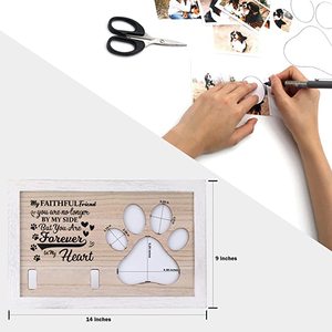 Cornice per <span class=keywords><strong>foto</strong></span> <span class=keywords><strong>con</strong></span> venature del legno personalizzate stampe di zampe di cane simpatia regalo commemorativo personalizzato per la perdita di animali domestici immagine in legno - Product Image 2
