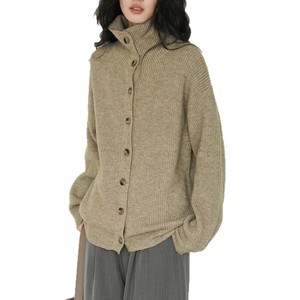 Factory direct sales high quality turtleneck sweater women's sweater <b>coat</b> loose lapel top - Product Image 6