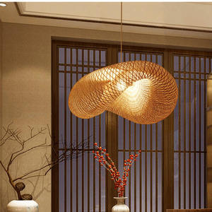 Bambus handgemachte Rattan runde Lampen Holz Bambus Rattan hand gewebte Kronleuchter chinesische einfache Retro Pendel leuchte Led Kronleuchter - Product Image 5