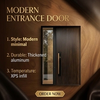 Porte d'entrée extérieure pivotante en aluminium de luxe moderne Grandsea pour appartement résidentiel