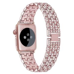 Bracelet intelligent de luxe pour Apple Watch en acier allié, entièrement serti de diamants, respirant et élégant, compatible avec iWatch 9/8/7/iWatch 10, cinq bahts - Product Image 4