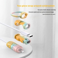 Protection tout compris, organisateur de câbles de données, étui de câble de charge en silicone mignon de dessin animé pour Type-C compatible avec IOS