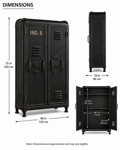 Vintage Industrial Metal Liquor Cabinet <b>with</b> Double Doors Wooden Shelves Wine Bottle and Glass <b>Storage</b> for Home <b>Bar</b> Lounge Decor - Product Image 2
