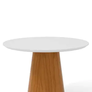 Table 1,30 Beatrice OffWhite/Macadamia Round Table - With Glass Top Lopas Premium Quality Table Made Of Solid Wood