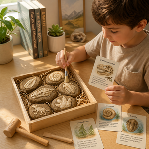 Jouet d'excavation <span class=keywords><strong>archéologique</strong></span> en bois personnalisé, jouets Montessori avec cartes éducatives, jeu d'exploration scientifique naturelle pour l'éducation précoce - Product Image 3