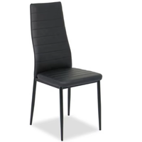 Chaise de salle à manger rembourrée sans bras nordique au design moderne bon marché en cuir synthétique à dossier haut et étroit