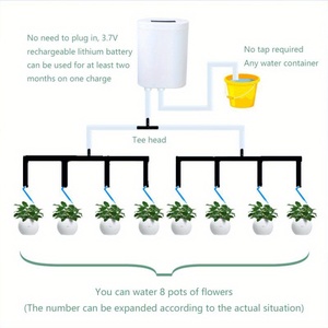 Système d'arrosage automatique intelligent à 8 têtes, alimenté par USB, rechargeable, pour pelouse et jardin, avec minuterie et contrôle goutte à goutte - Product Image 4