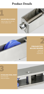 Polea de rueda de rodillo de ventana de puerta corredera ajustable de acero inoxidable pesado con rodamiento para ventana de puerta de aluminio automática - Product Image 6