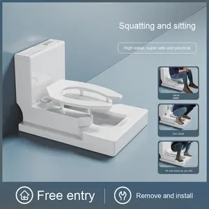 <span class=keywords><strong>Toilette</strong></span> moderne à double usage à chasse directe, sans perçage, à montage en surface, convertible en <span class=keywords><strong>toilette</strong></span> à la turque ou à la française pour salle <span class=keywords><strong>de</strong></span> bain - Product Image 3