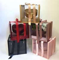 Boîte à fleurs en PVC carrée en forme de cœur 3D, boîte cadeau pour demoiselle d'honneur, boîte à fleurs fraîches pour anniversaire
