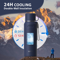 Bouteille d'eau portable personnalisée à double paroi en métal 304 en acier inoxydable isolée à large ouverture