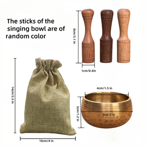 Nuevas Cuencas Tibetanas de Canto <span class=keywords><strong>Mini</strong></span> de Oro del Himalaya Hechas a Mano en Nepal, Martilladas para Yoga y Meditación - Product Image 3