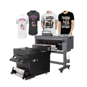 Machine à imprimer les t-shirts à transfert thermique à double tête xp600 i3200 Imprimante DTF 60 cm A1 60 cm avec secoueuse de poudre et séchoir