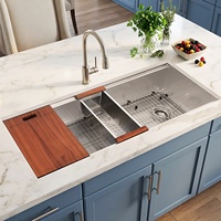 Grand évier de cuisine sous plan de 42x19 pouces en acier inoxydable 304 de calibre 16 avec rebord