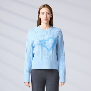 Pull en tricot torsadé d'hiver avec motif lettre d'amour, style streetwear, pull personnalisé avec logo pour femmes - Product Image 1