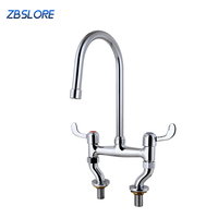 Robinet à col de cygne pivotant moderne de 6 "pour cuisine commerciale, installation à 2 trous avec fonction eau chaude et froide