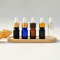 Flacon d'huile essentielle transparent, noir mat, ambre, 5 ml, mini flacon compte-gouttes en verre avec différents compte-gouttes