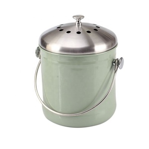 100% Rust Proof <b>Kitchen</b> Countertop <b>Compost</b> <b>Bin</b> Metal Food Waste <b>Compost</b> Pail with Charcoal Filter - Product Image 1