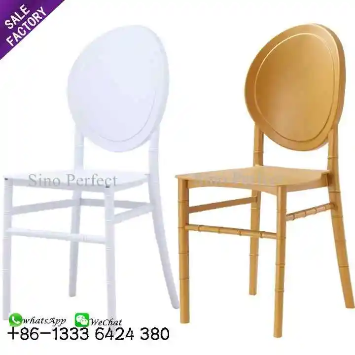 Sinoperfect家具ホワイトゴールドイベント宴会パーティーウェディングダイニングガーデンホームホテル用の安い積み重ね可能な白いプラスチック製の椅子