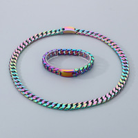 Ensemble de bijoux pour homme en acier inoxydable poli 12 mm, style hip-hop minimaliste, comprenant un collier à maillons cubains et un bracelet moulé unique, vente en gros