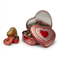Boîte en métal personnalisée en forme de cœur rouge, qualité alimentaire, emballage cadeau, chocolat, bonbons, biscuits, Saint-Valentin, boîte en métal en forme de cœur