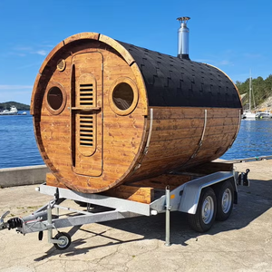 Remolque <span class=keywords><strong>de</strong></span> Sauna Móvil Tipo Barril - Sauna <span class=keywords><strong>de</strong></span> Vapor Seco al Aire Libre <span class=keywords><strong>de</strong></span> <span class=keywords><strong>Madera</strong></span> <span class=keywords><strong>con</strong></span> Estufa <span class=keywords><strong>de</strong></span> Leña <span class=keywords><strong>de</strong></span> 9KW, Cabina <span class=keywords><strong>de</strong></span> Spa Portátil para Patio/Jardín - Product Image 1