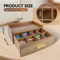 Offres Spéciales Acacia Bois Boîte À Thé Organisateur Boîte De Rangement Teabag Titulaire Organisateurs Tiroir De Rangement En Bois Boîte À Thé