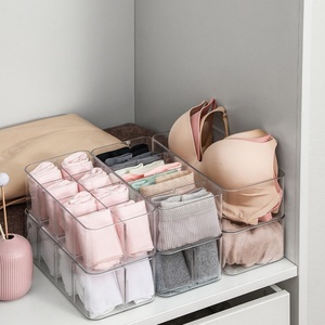 <b>Plastic</b> Underwear Organizer <b>Storage</b> Box <b>Drawer</b> Wardrobe Classification Transparent Compartments Panties Socks Finishing - Product Image 5
