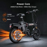 Vélo électrique pliable à six suspensions de 14 pouces, vélo électrique pour adultes, 48V, lithium, acier à haute teneur en carbone