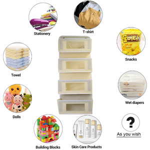 Multi Layer Hanging Storage Bag 5 Tier Rectangle Door Organizer For Clothes And Daily Use Gray Khaki - Product Image 1