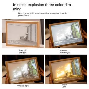 Cadre photo LED créatif, éclairage de chevet, atmosphère chaude, éclairage doux, peinture, ornements <span class=keywords><strong>en</strong></span> papier imprimé - Product Image 2