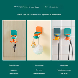 Crochet mural créatif pieuvre auto-adhésif, forte capacité de charge, sans perçage, rotatif à 360°, organisateur décoratif pour la maison et la <span class=keywords><strong>cuisine</strong></span> - Product Image 5