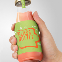 Bouteille en Verre Vide de Jus et de Lait 150ml 250ml 500ml 1L Transparente avec Couvercle en Métal pour Boissons — Vente en Gros