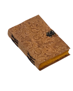 Antique Deckle Edge Leather Handmade Promotional <b>Diary</b> Creative Embossed Garden Flower Design <b>with</b> <b>Lock</b> Writings 7x5 Gift - Product Image 6