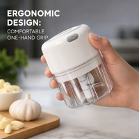 Procesador de Alimentos Inalámbrico de 5W con Carcasa de Plástico para Jengibre, Chile, Frutas, Carne, Especias, Frijoles - Nuevo Molinillo de Ajo de 250ML