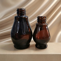 Flacon compte-gouttes en verre gourd de 10/30 ml, marron, rond, anti-lumière, pour huile essentielle, avec impression sérigraphiée