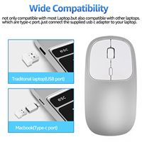 Slanke ultradunne mini ergonomische optische draadloze muis USB/Type-C oplaadbaar 2H/500H 4-knops rechtshandig laptop/desktop 1