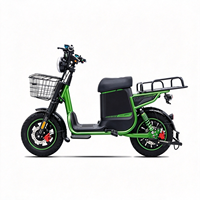 Vélo cargo électrique deux places à charge lourde avec panier avant et porte-bagages arrière pour adulte, idéal pour les trajets urbains