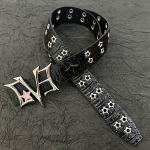 Cinturón Y2K <span class=keywords><strong>Star</strong></span> Punk <span class=keywords><strong>Rock</strong></span> con Ojales, de Cuero PU, Estilo Vintage Hip Hop Gótico con Patrón de Cocodrilo, para Hombre y Mujer - Product Image 1