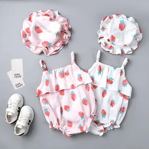 Boutique design wholesale fashion cotton summer sleeveless onesie jumpsuit infant toddlers girls new born baby's clothes romper