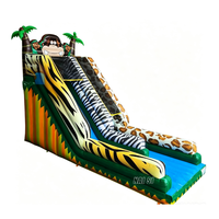Château gonflable singe de la jungle, grand toboggan safari, animaux sauvages, structure gonflable pour enfants