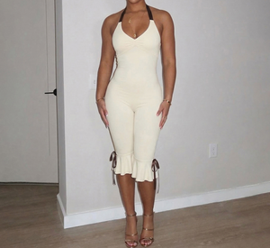 วิวิบลุค C26JP028 จั๊มสูทผู้หญิงฤดูร้อนแบบใหม่ สายคล้องคอ เซ็กซี่ สีพื้น ความยาวปานกลาง สไตล์ลำลอง - Product Image 1